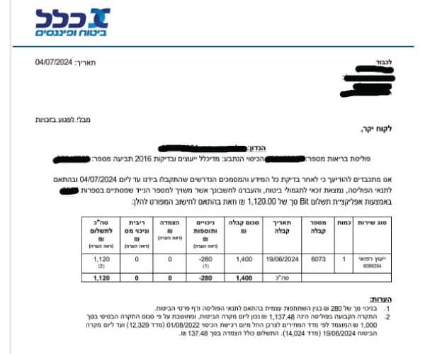 החזר עבור התייעצות רפואית