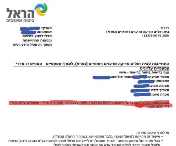 כתב התחייבות לניתוח צניחת עפעף