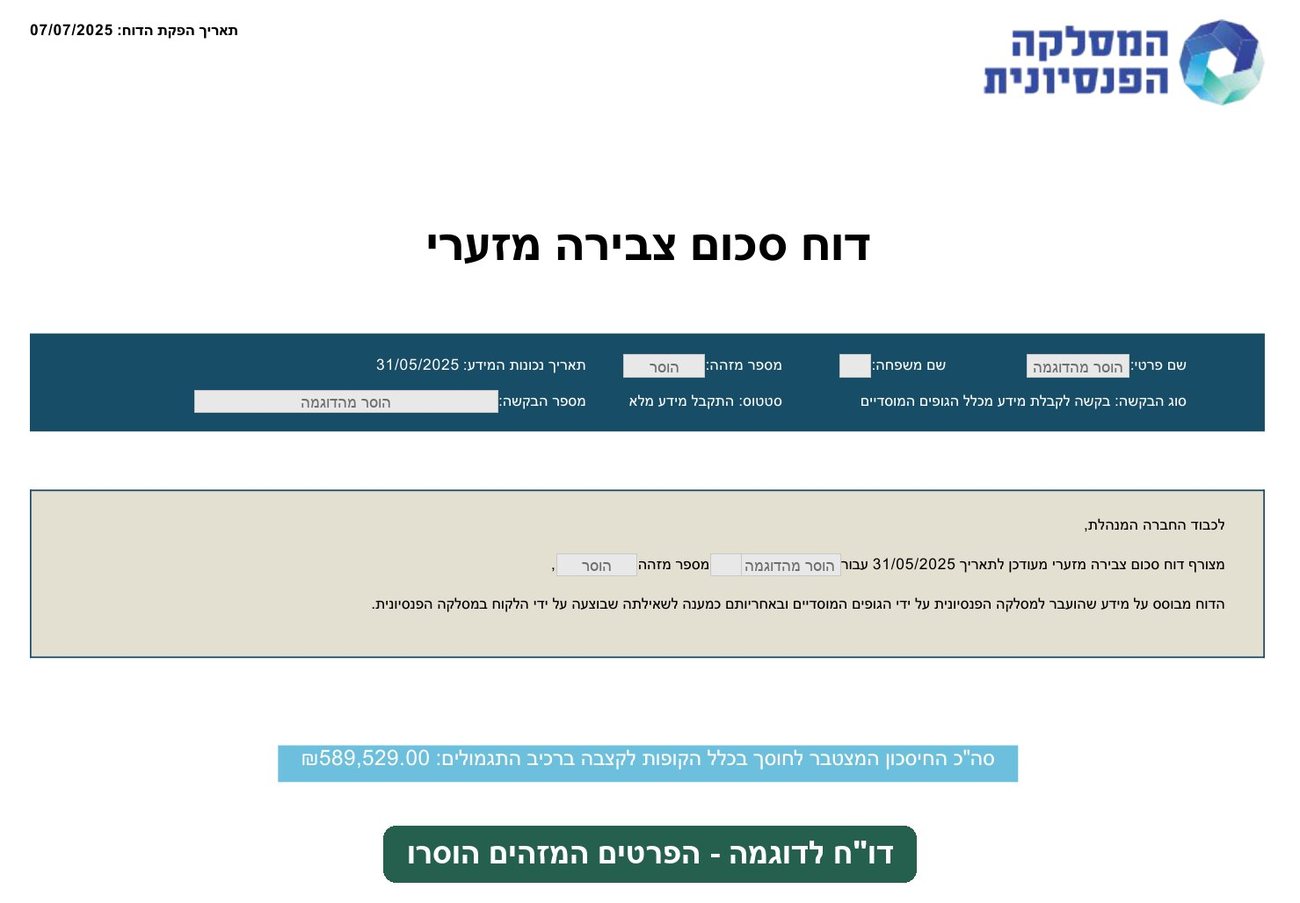 דו"ח סכום צבירה מזערי - דוגמה
